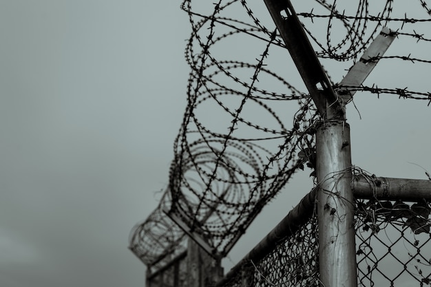 Gefängnis Sicherheitszaun Stacheldraht Sicherheitszaun Stacheldraht Gefängnis Zaun Barriere Grenze