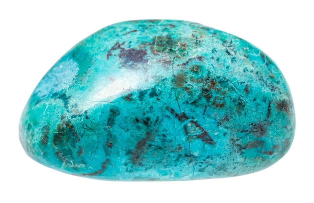 Foto gefallener chrysocolla-edelstein, isoliert auf weiß