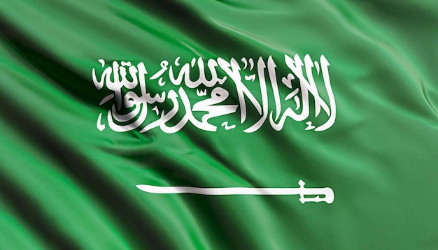 Gefaltete Flagge Saudi-Arabiens mit sichtbarer Satin-Textur