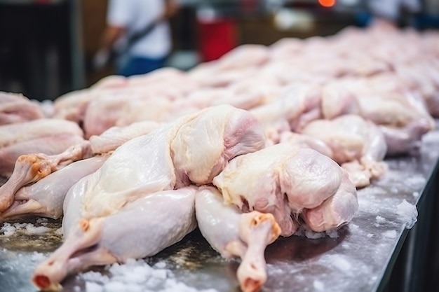 Geflügelfarmproduktion von Hühnerfleisch Industrielle Produktion und Verpackung von Hähnchenfleisch Hühnerleiche und Fleischfleisch moderne Lebensmittelindustrie