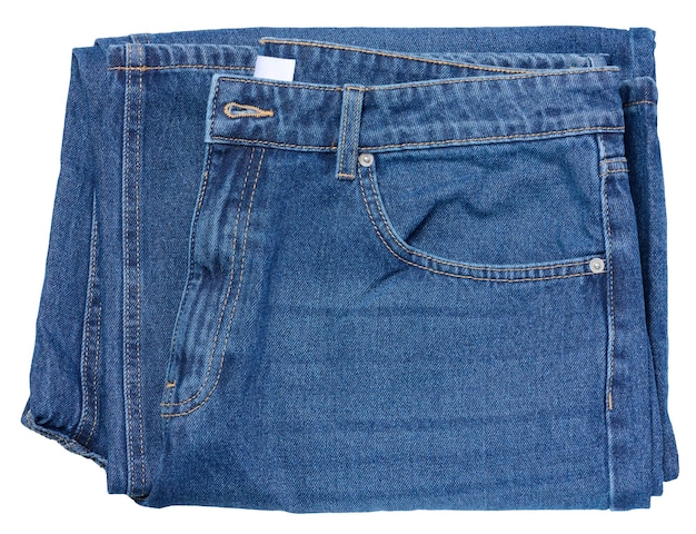 Gefolterte blaue Jeans auf einem weißen isolierten Hintergrund