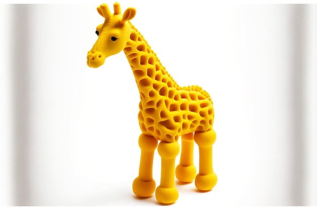 Geformte Plastilin-Giraffe mit langem Hals isoliert auf weißem Hintergrund, erstellt mit generativer KI