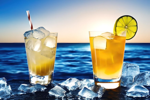 Gefrorene Cocktails mit Strand und Meer