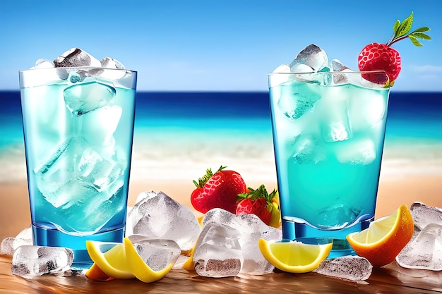 Gefrorene Cocktails mit Strand und Meer