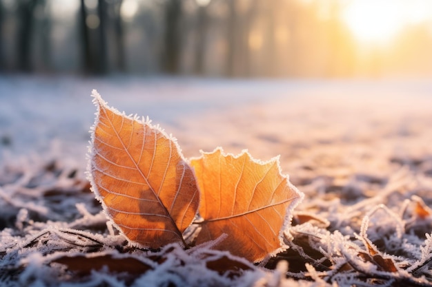 Gefrorene Flüster, die die Stille eines kalten Herbstmorgens umarmen