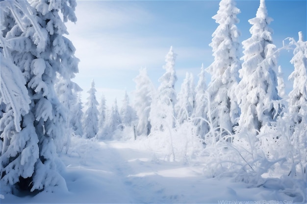 gefrorene Winterlandschaftsbäume mit Schnee bedeckt