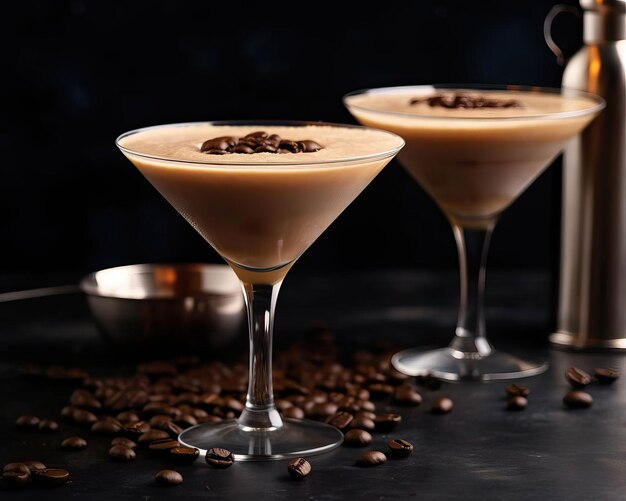 Foto gefrorener gesalzener espresso martinis spezieller cocktail im studio-hintergrundstil roh ar 54