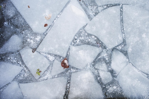 gefrorenes wassereis im see, fluss im winter