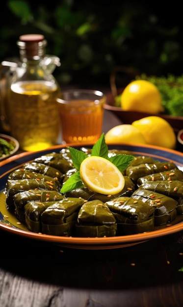 Gefüllte Blätter mit Olivenöl traditionelle türkische Küche