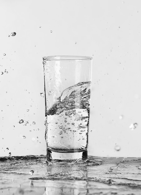Foto gefülltes glas wasser auf hellem hintergrund