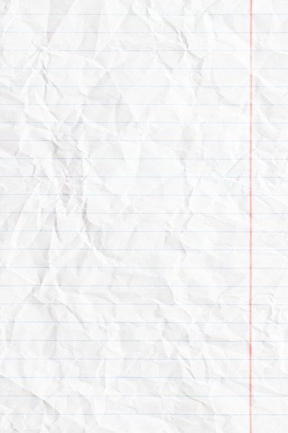 gefüttert weißes Blatt Papier zerknitterte Notizbuch Seite Textur