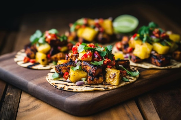 gegrillte Adobo-Garnelen-Tacos mit Ananas-Slaw