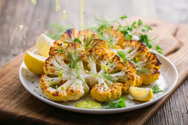 Gegrillte Blumenkohlsteaks mit Kräutern und Gewürzen