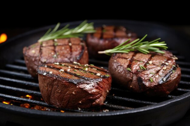 Gegrillte Hirschsteaks mit Rosmarin und Knoblauchzehen