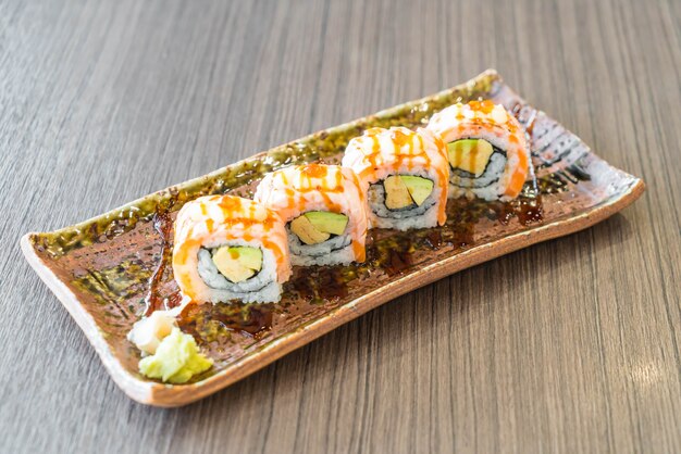 gegrillte Lachs Sushi-Rolle