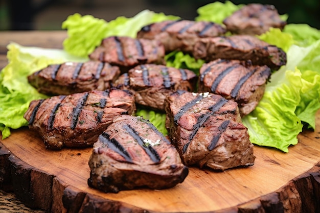 Gegrillte Lammkoteletts auf einem Salatbett