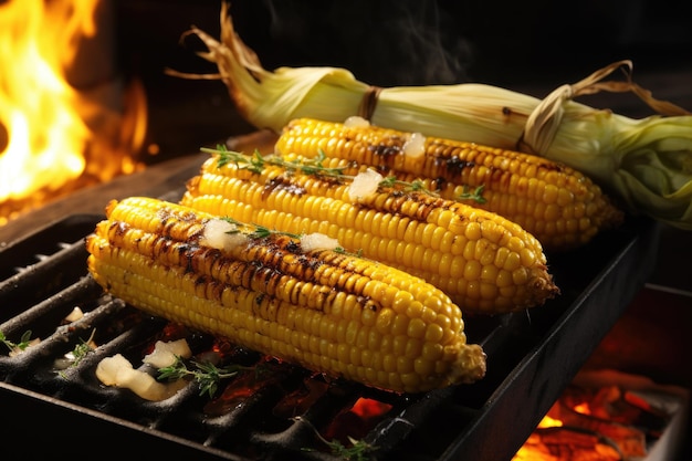 Foto gegrillte maiskolben mit schmelzender butter