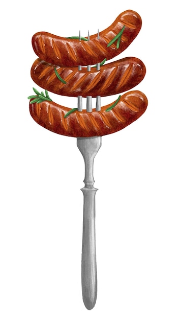 Gegrillte Würstchen bbq png Aufkleber Lebensmittel-Illustration durchsichtiger Hintergrund