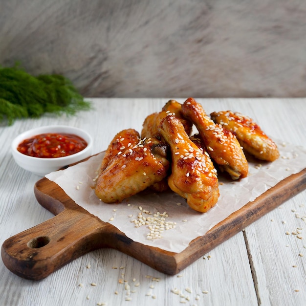 Gegrillte würzige Hühnerflügel Braten Hühnerflügel in Barbecue-Sauce weißer Hintergrund