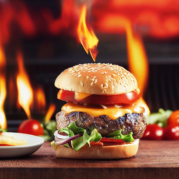 Gegrillter Cheeseburger-Fast-Food-Amerikanischer köstlicher Burger-Snack