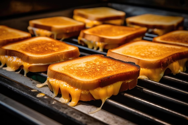 Gegrillter Käse schmilzt auf der Grillplatte und erzeugt appetitliche Grillmarkierungen. Generative KI