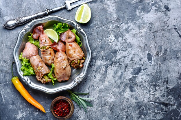 Gegrillter Tintenfisch mit Gemüse