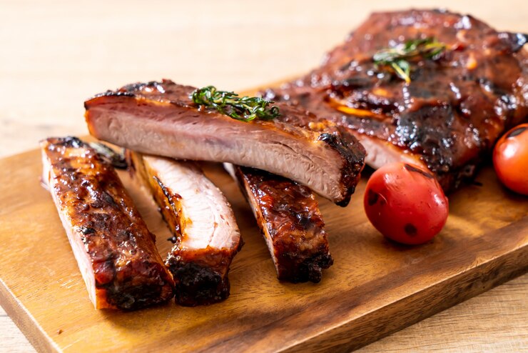 Foto gegrilltes barbecue ribs schweinefleisch
