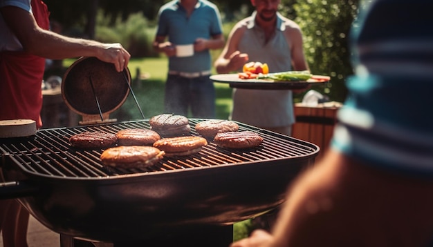 Foto gegrilltes fleisch und gemüse für eine gesunde ernährung, generiert durch ki