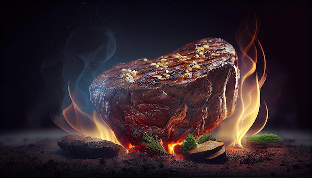 Gegrilltes Fleischsteak ai-basierte Illustration