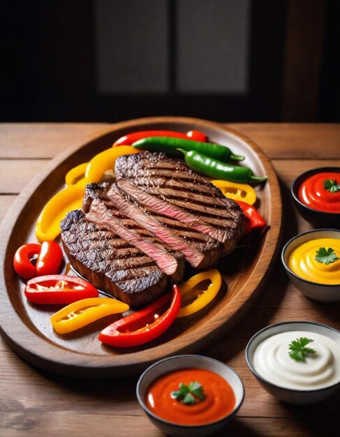 gegrilltes Fleischsteak auf rostfreiem Grill