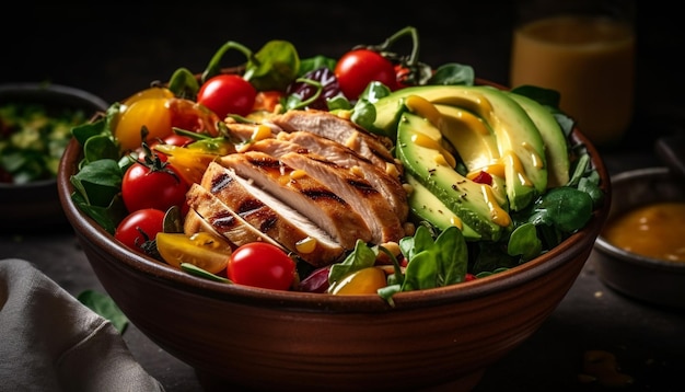 Gegrilltes Hähnchenfilet mit frischem Tomatensalat aus KI