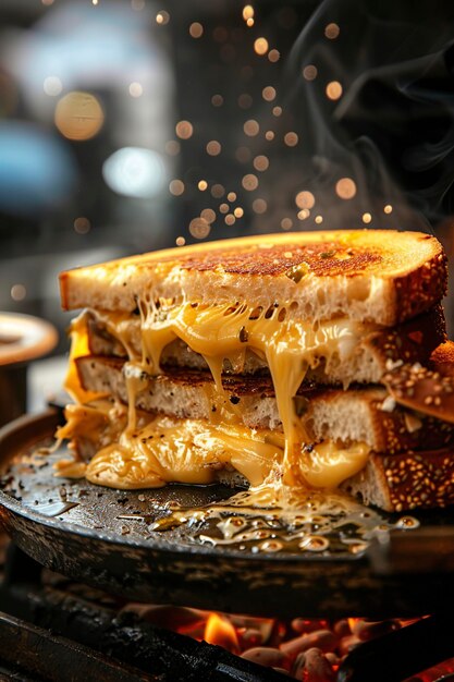 Gegrilltes Käse-Sandwich auf dem Grill