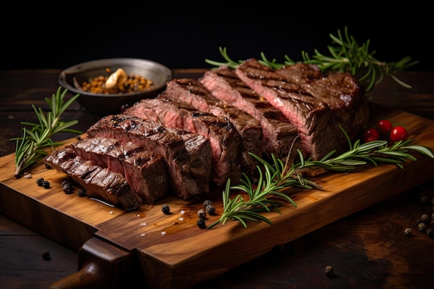 Gegrilltes Rindfleisch auf einem Holzbrett