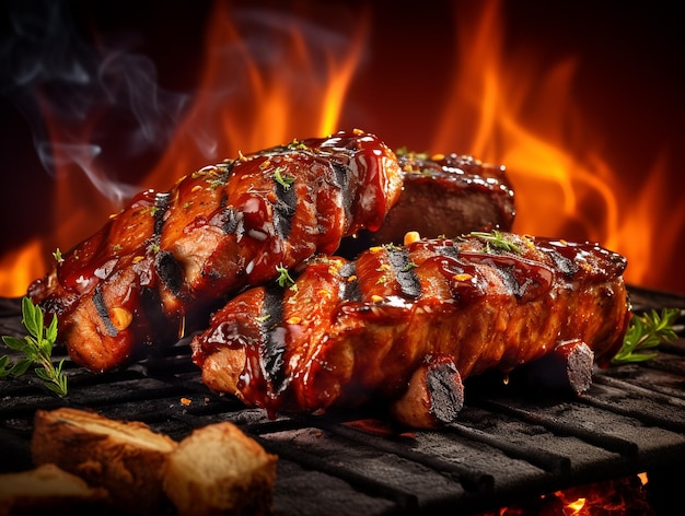 Gegrilltes Rindfleisch vom Grill mit professioneller Fotografie