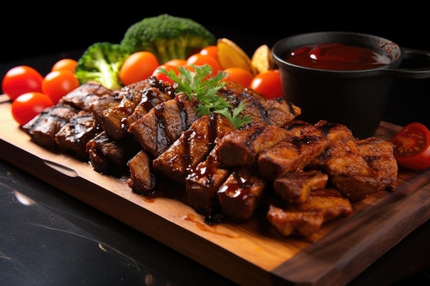 Gegrilltes Seitansteak mit brutzelnder und heißer Soße begossen