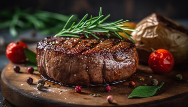 Gegrilltes Steak gekocht selten bereit zu essen, erzeugt von KI