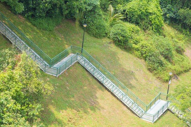 Geh die Treppe zum Park hoch