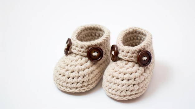 Gehäkelte Babyschuhe mit niedlichen Knopfakzenten sind ein wertvolles Geschenk für Neugeborene