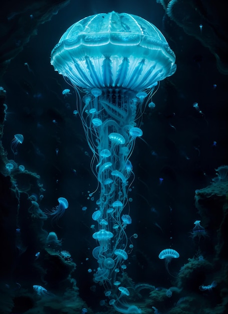 Geheimnisvolle blaue Meeresgelees