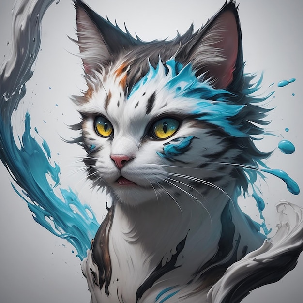 Geheimnisvolle Katze 3D Splash Art