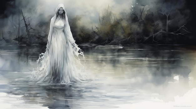 Geheimnisvoller Geist, der ins Wasser tropft, realistische Fantasy-Kunstwerke