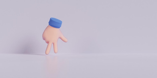 Gehende Zeichenhand auf Hintergrund 3d Render