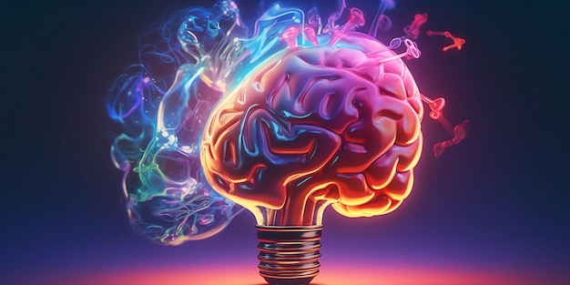 Gehirn und Glühbirne Illustration generative KI