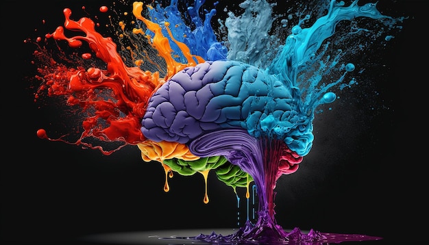 Gehirnexplosion mit Farben Generative KI