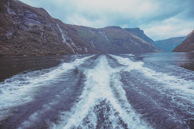 Geirangerfjord Blick vom Schiff Schöne Natur Norwegens