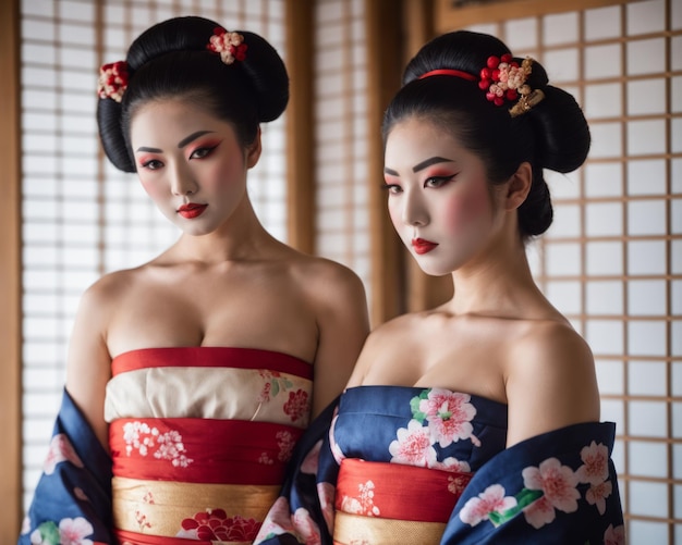 Foto geisha japonesa en kimono