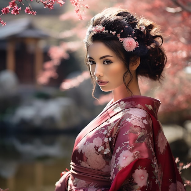 Foto geisha japonesa mujer de arte de fantasía foto oriental mujer japonesa