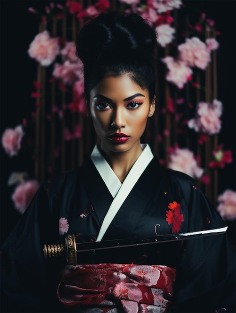 Foto geisha, samurai-mädchen