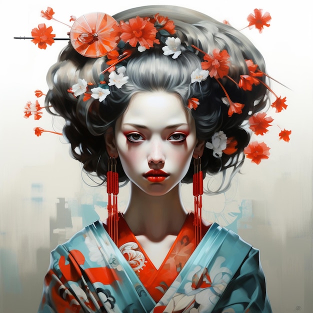 Geisha-Samurai-Mädchen