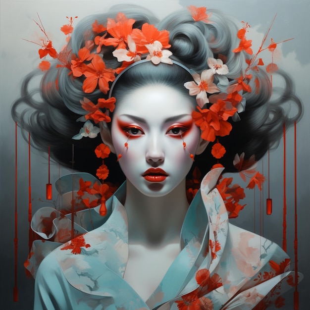 Geisha-Samurai-Mädchen